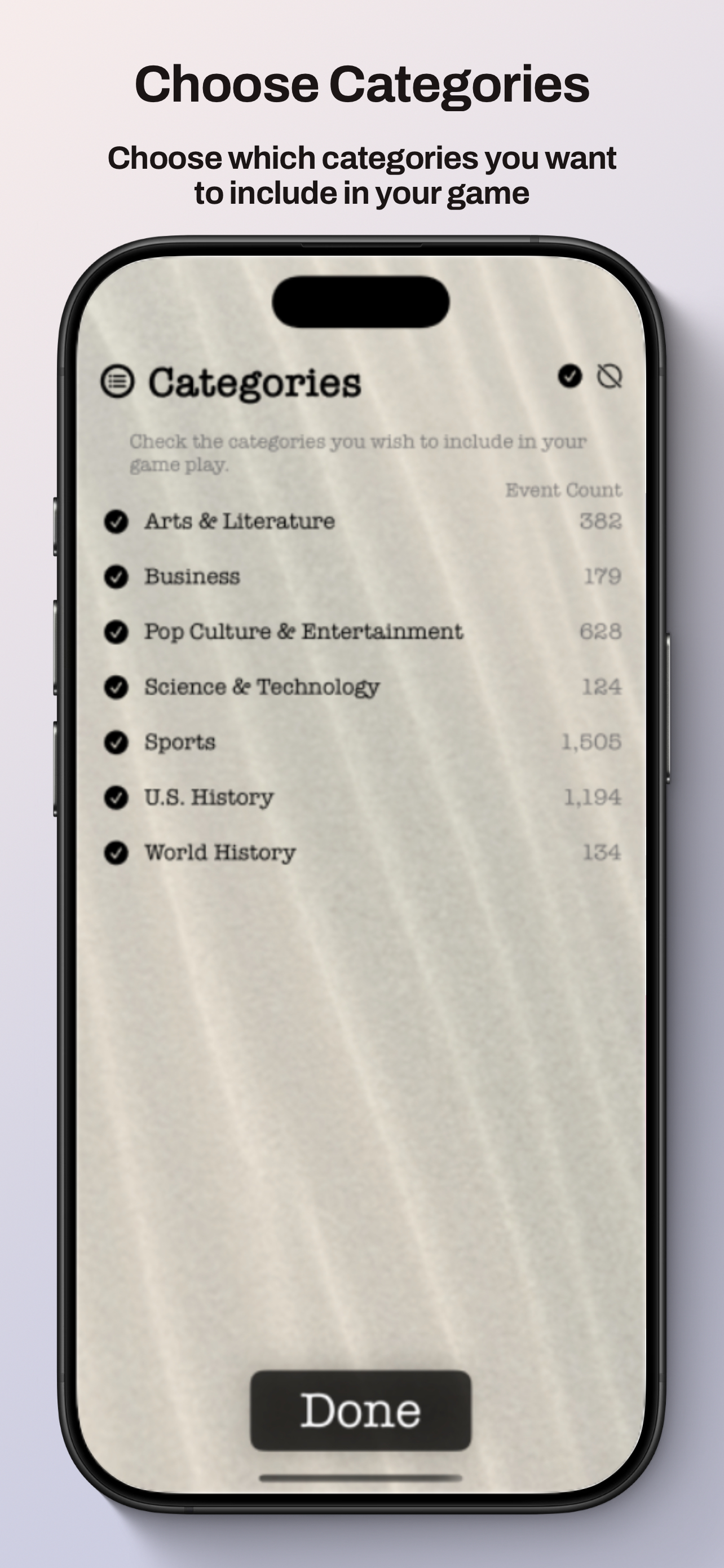 Filter on Categories and Time Periods
